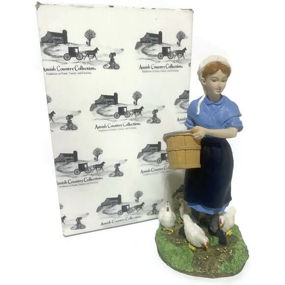 Amish Country Figurine #609 Feeding Time 5.5 Inches Tall New IOB - Picture 1 of 13